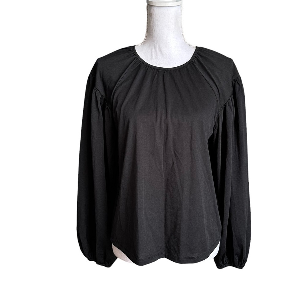 A New Day Black Long Sleeve Ballon Blouse Size Small